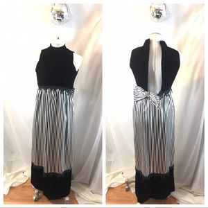 Vintage 50s 60s Velvet Stripes Long Gown Dress 💞